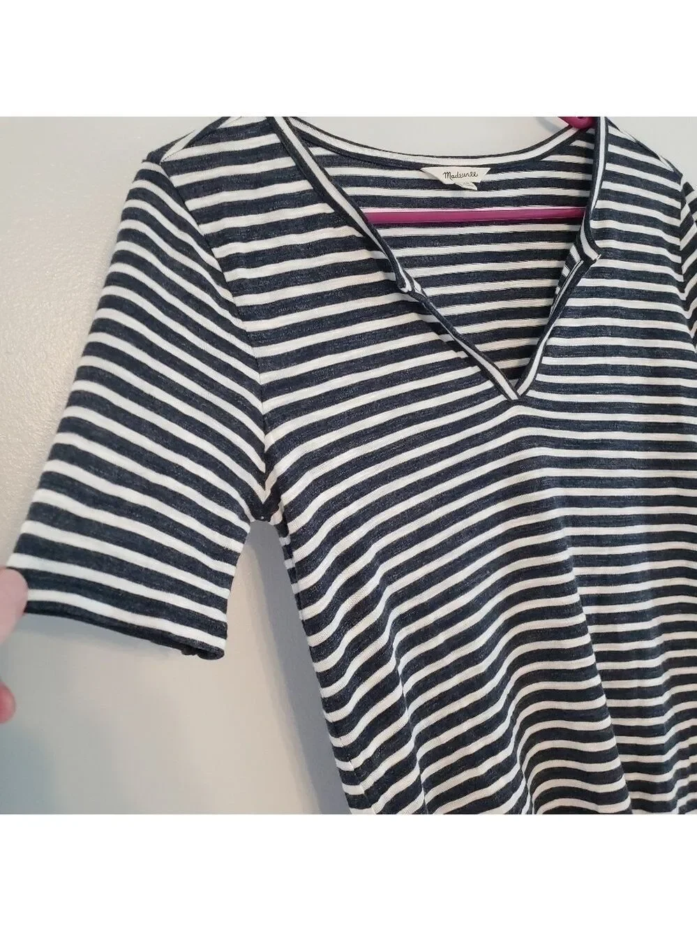 Madewell Navy/White Stripe Tee - Picture 4 of 5